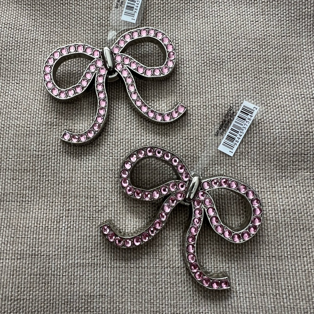 Crocs Metal Pink Glittery Bows Jibbitz X2